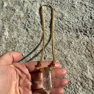 Clear quartz + gold necklace LIKE NEW